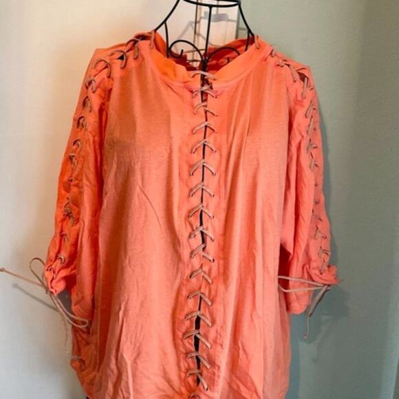 Unravel Project lace up shirt orange L - Picture 4 of 13